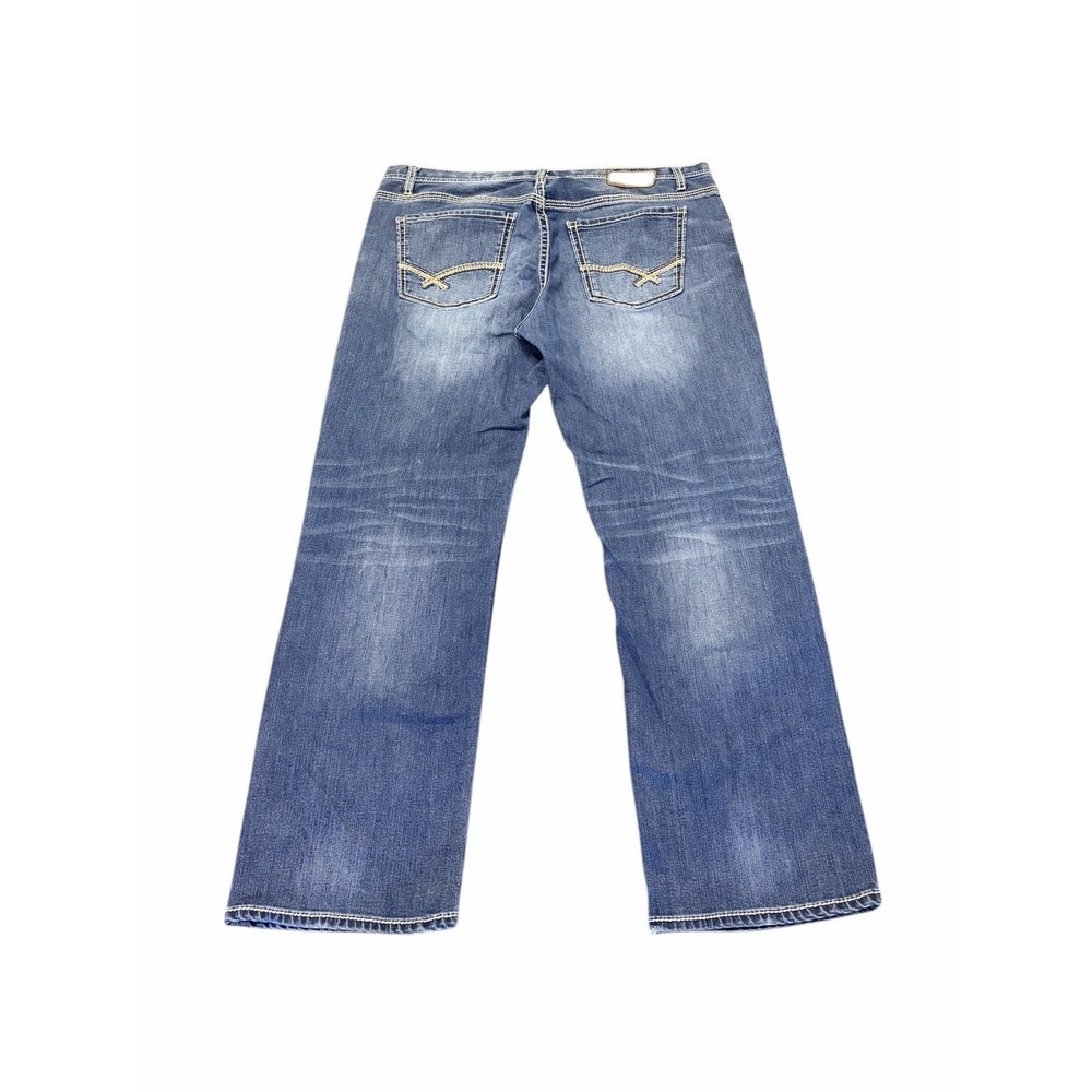 BKE Buckle Jeans Tyler Straight Leg Men's 38R 38x32 Thick Stitch Blue Denim